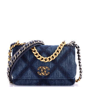 Chanel 19 Wallet On Chain Quilted Denim #225897C43B